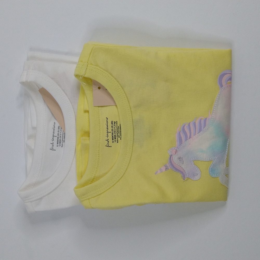 Toddler Girl First Impressions Long Sleeve Graphic Tees Set of 2 Size: 1…